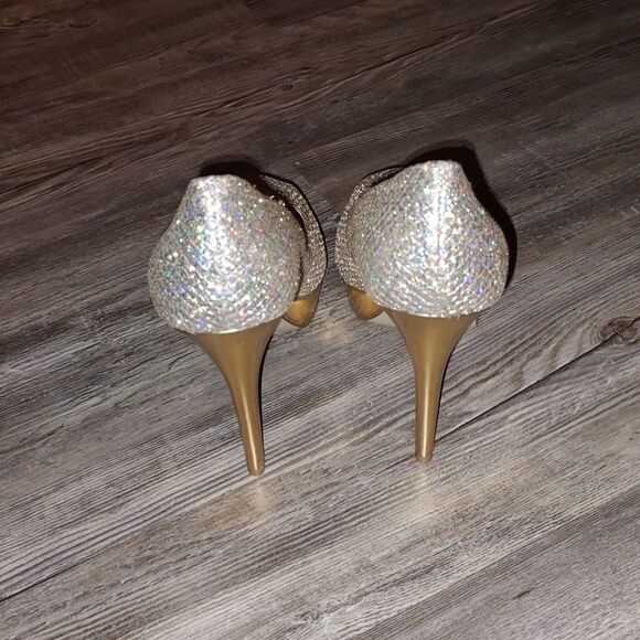 Enzo Angiolini Sully platform glitter peep toe heels Sz 10.5 - Picture 4 of 8